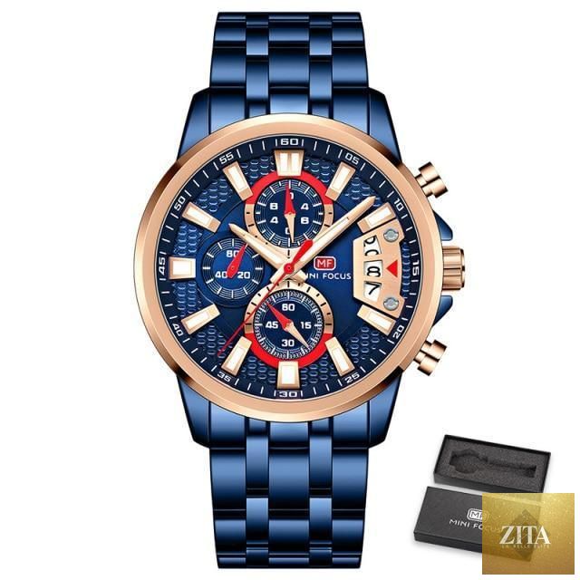Stevvex men's quartz waterproof luxury wristwatch with colorful dial, stainless steel band, and elegant analog design