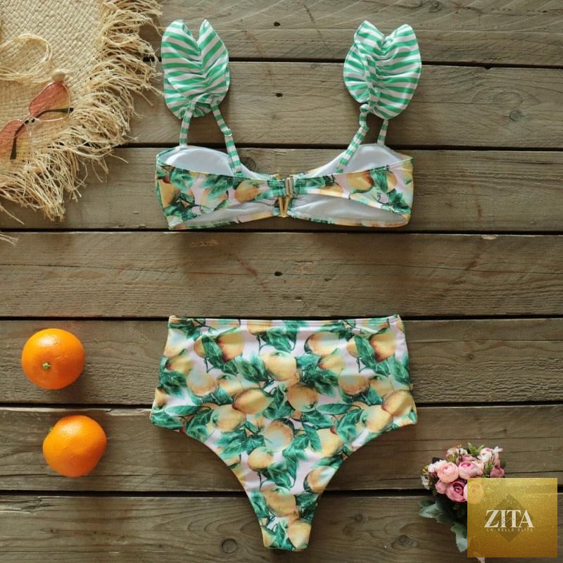 Stevvex two-piece women's push-up padded bra and ruffle bandage bikini set, low-rise swimsuit with flounce design and beachwear style.