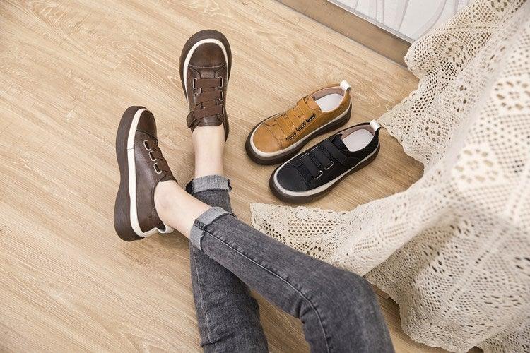 Stevvex luxury leather women's casual sneakers in soft genuine leather, stylish flat shoes for comfortable spring wear.