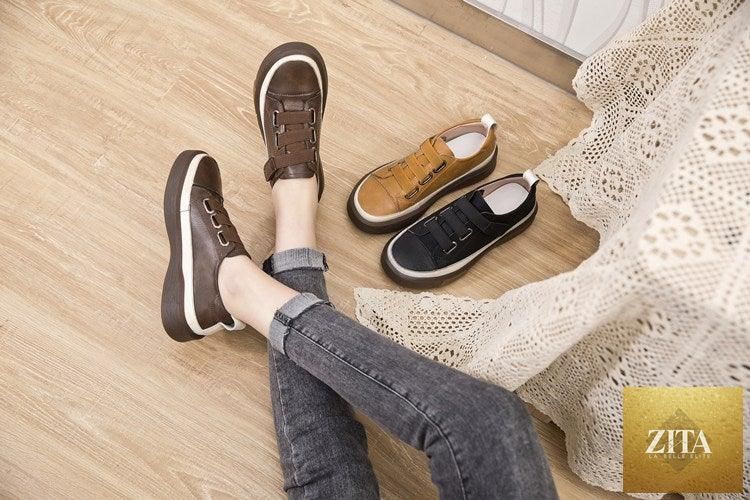 Stevvex women's luxury leather sneakers with soft, comfortable casual design, perfect for walking and everyday wear.