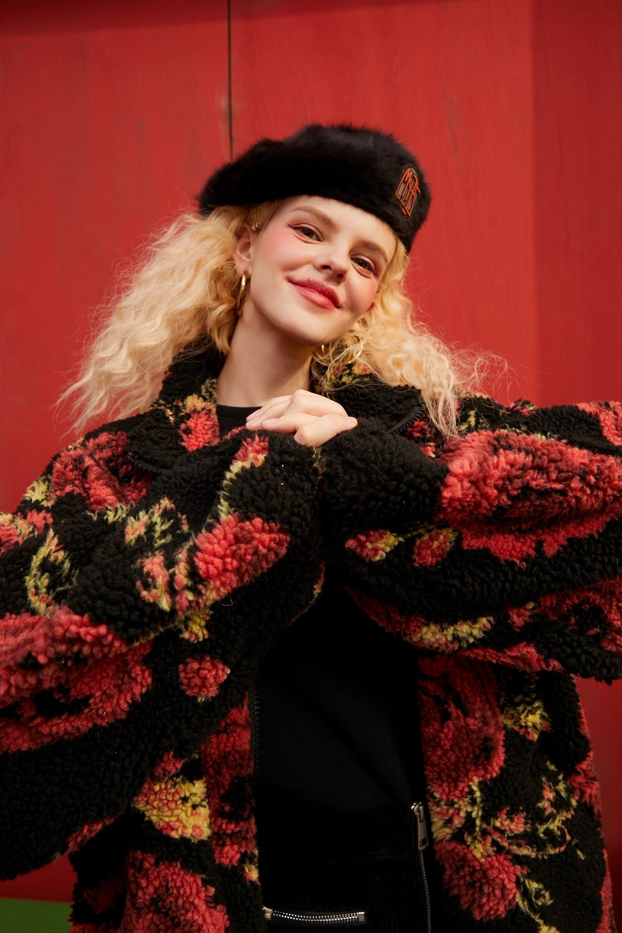 Rose Jacquard Zipper Oversize Women Teddy Jacket,Spring Vintage Full Yellow Angel