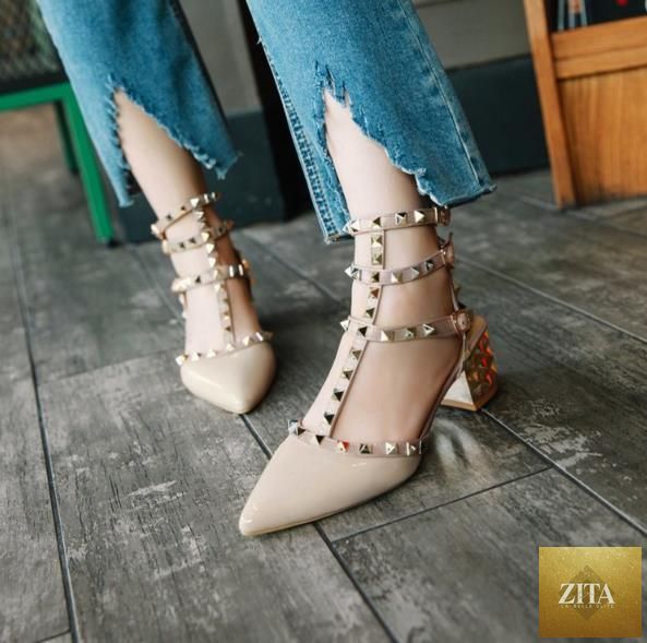 Stevvex women's summer high heels with pointed toe, strappy design, adjustable strap, and closed toe for elegant style.