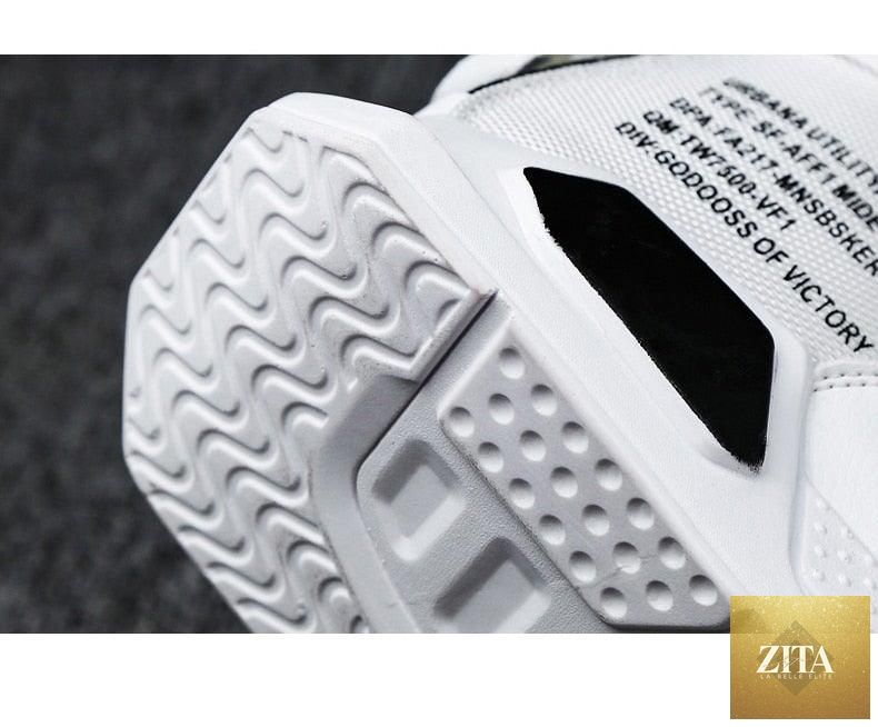 Red Stevvex high top sneakers for men with breathable lightweight design, hip hop style, and sporty, casual, luxury fashion appeal.