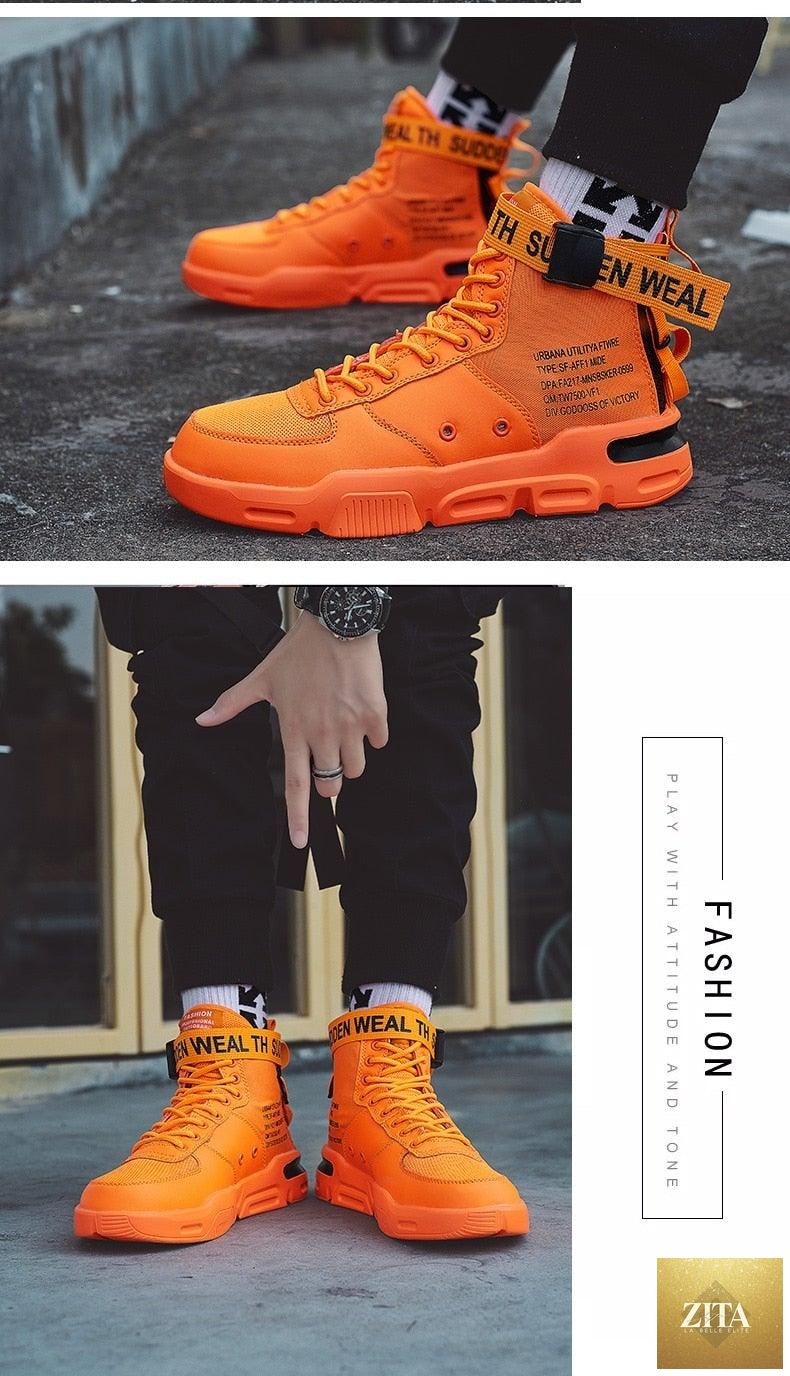 Stevvex high top red sneakers for men featuring breathable lightweight design, casual and basketball style, suitable for sports and streetwear.