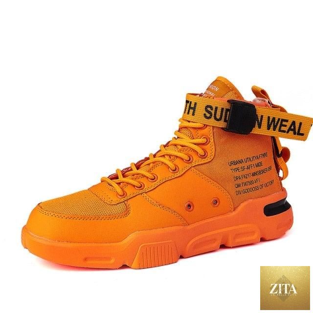 Stevvex men's high top red trend sneakers with breathable lightweight design, suitable for hip hop, casual, and sports wear.