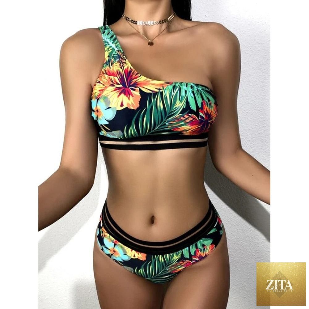 Stevvex luxury women's black high waist bikini set with push-up bandeau top and matching bottoms, ideal for beach or pool.