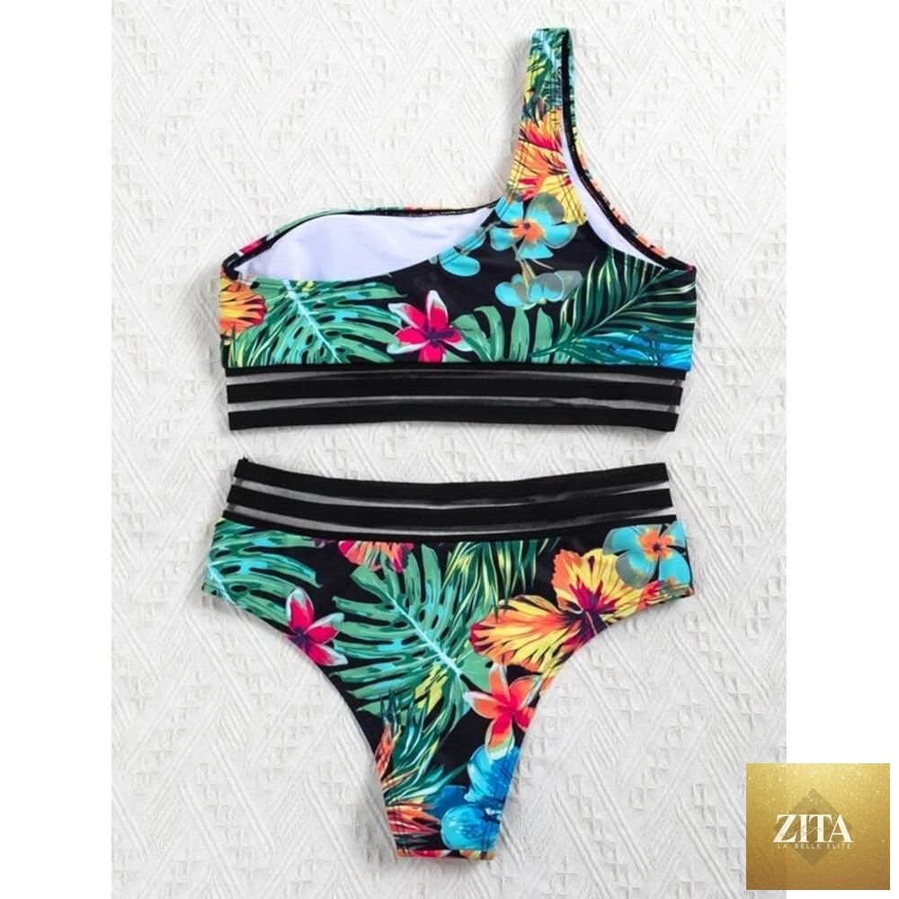 Stevvex luxury black high waist bikini set for women, two-piece bandage swimsuit with push-up design, ideal for beach and swimming.