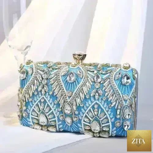 Femstylo diamond rhinestone clutch handbag with sparkling embellishments, luxury evening minaudière for formal events.