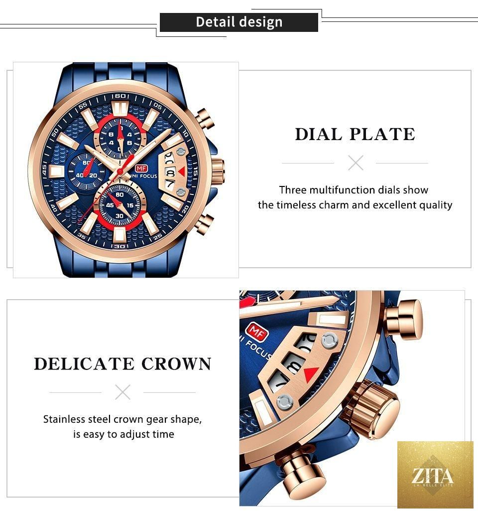 Stevvex men's quartz waterproof luxury wristwatch with colorful analog dial and stainless steel band, elegant and multifunctional design.