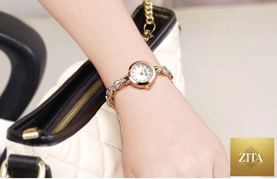 Stevvex women's fashion crystal watch with an elegant bracelet strap, luxury design, quartz movement, and waterproof feature.