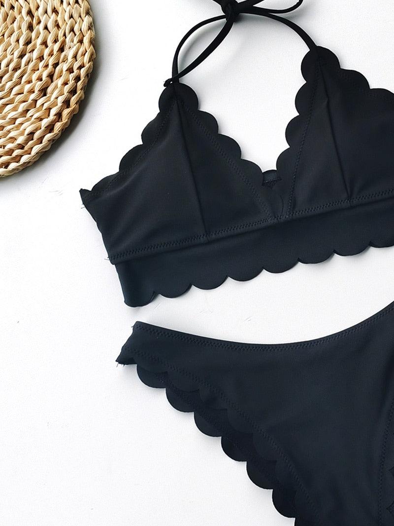 Summer Blue Bikini Women Swimwear Female Swimsuit Women’s Floral Print Lace-up Strapless Padded Comfortable Swimwear Bathing Suit Two-pieces Bikini Set Knotted Bathing Swim Suit