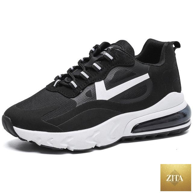 Women Stevvex colorful casual sneakers with flat thick sole, breathable air cushion design, ideal for walking and running.