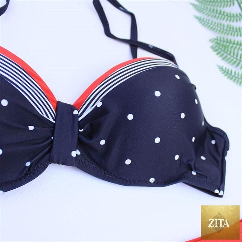 Stevvex women's high waist bikini set with puff sleeves, solid color, backless design, perfect for summer beachwear.