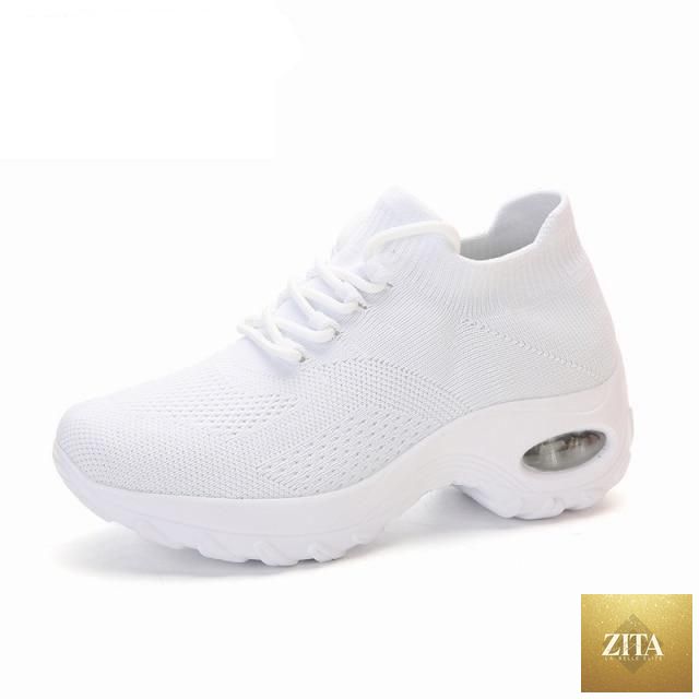 Women's casual chunky platform sneakers by Stevvex featuring mesh knit upper, air cushion sole, slip-on design, and comfortable walking style.