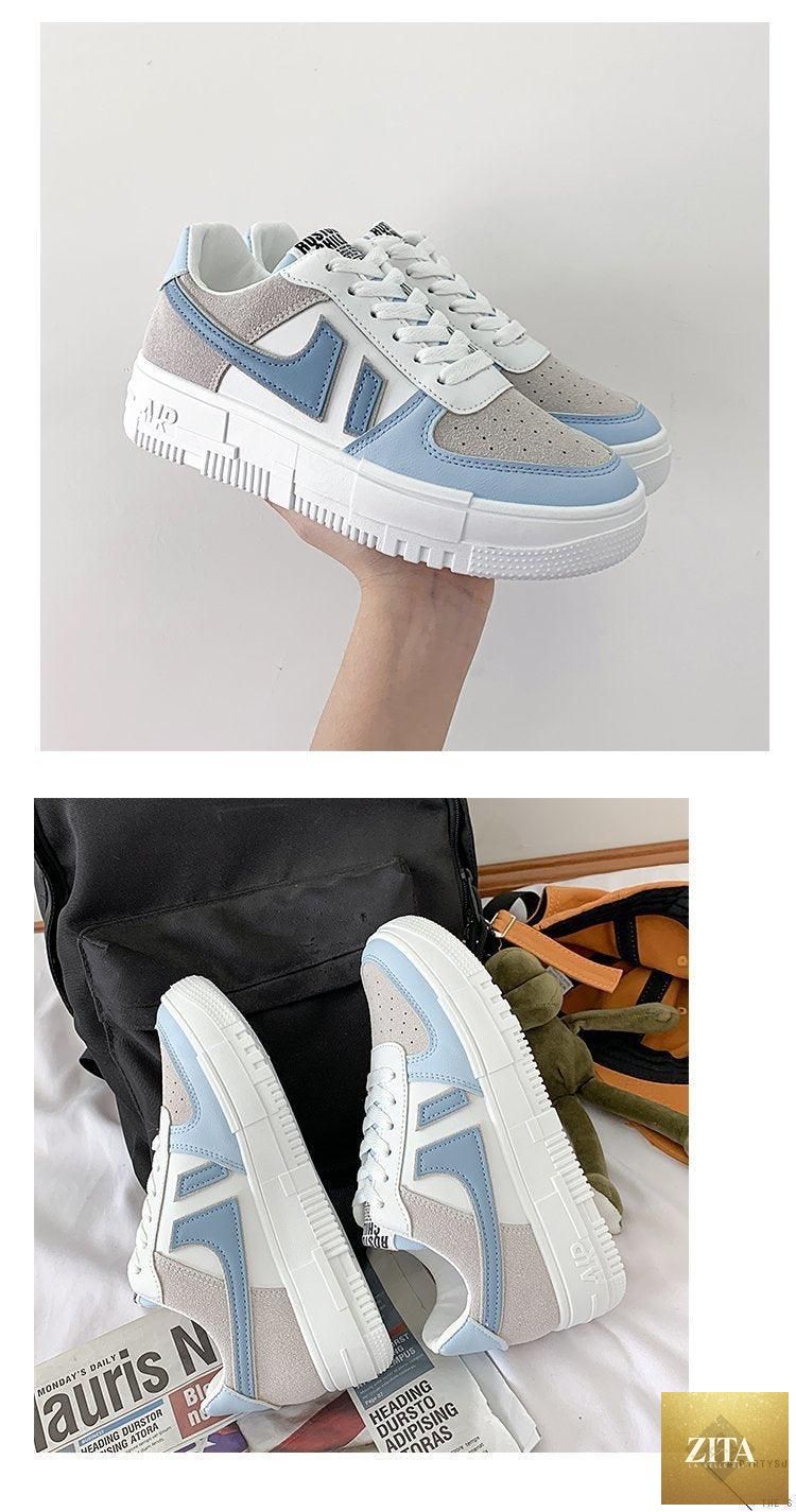 Stevvex women's casual white fashion flats with lace-up design, breathable vulcanized sole, round head, and platform for comfortable walking.