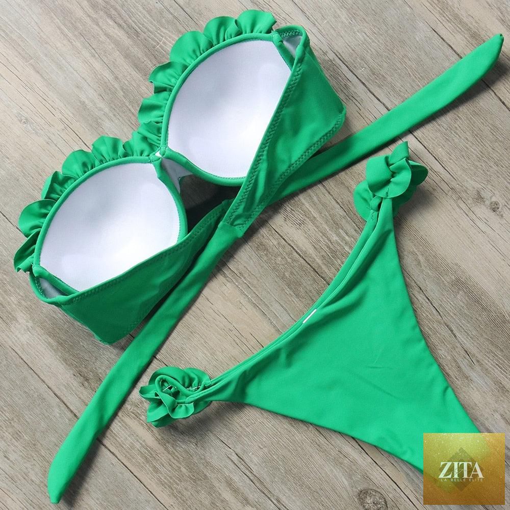 Stevvex leopard bikini set for women with halter triangle top and cheeky bottoms, perfect for summer beachwear and swimming.