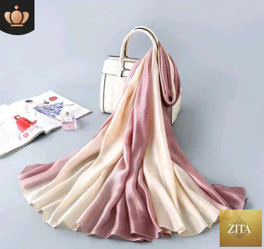 Elegant gradient silk scarf for women, stylish sun protection accessory from Trendy Attic Store01, featuring soft, vibrant fabric.