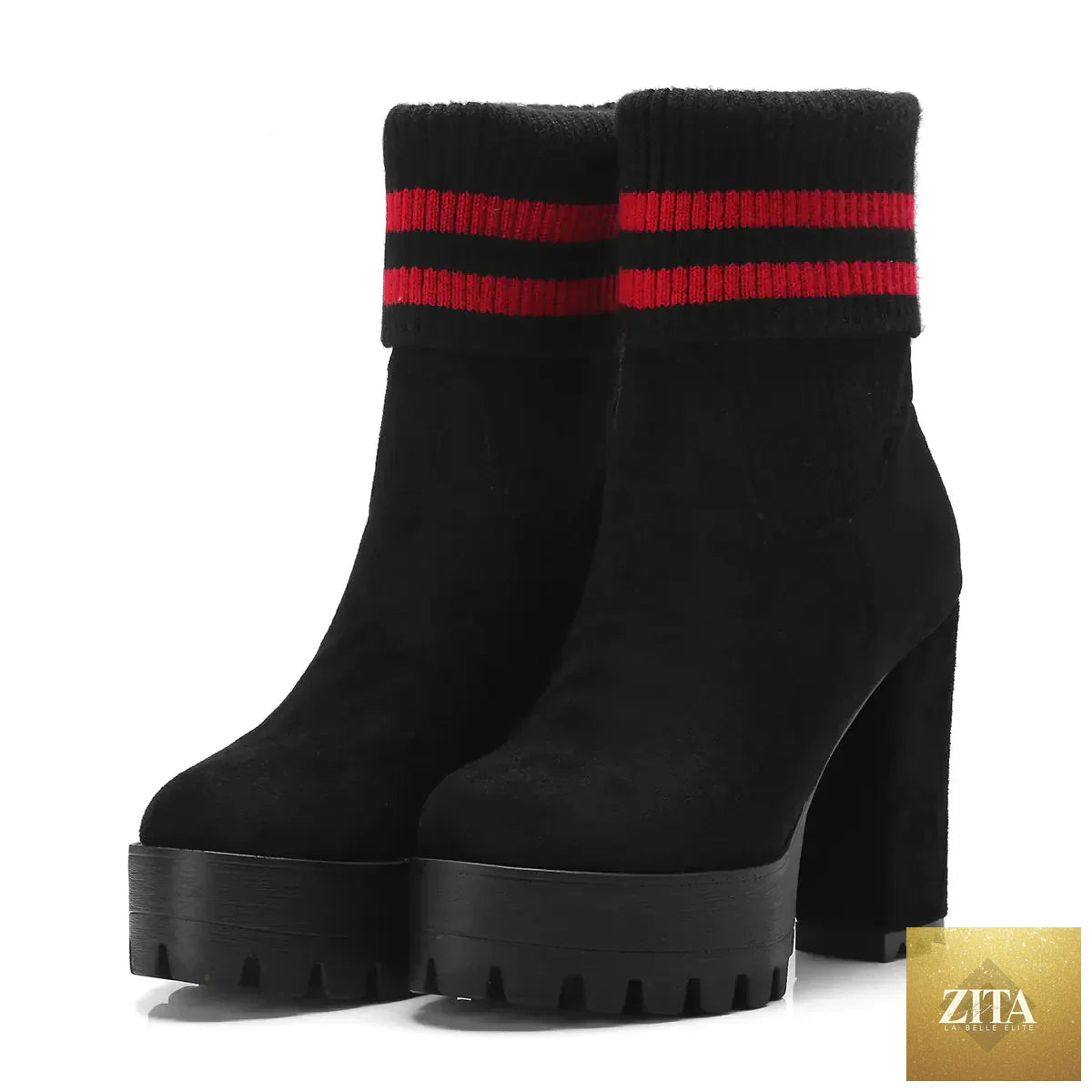 Fashionable chunky high heels waterproof women's boots with stylish design and sturdy sole, perfect for trendy winter or rainy days.