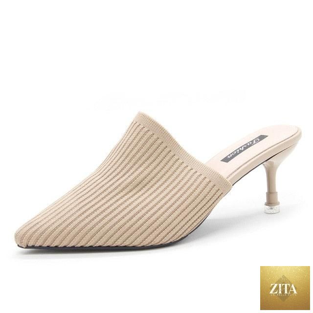 Stevvex Queen Fashion PU sandals for women with transparent pointed toe high heels, ideal for parties and outdoor dress occasions.