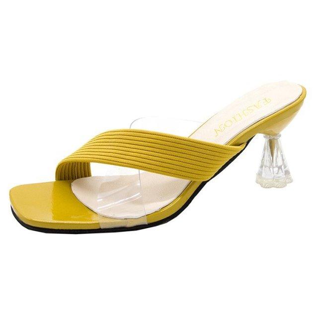 Stevvex Queen Fashion PU sandals for women with transparent straps, pointed toe, high heels, suitable for parties and outdoor dress.