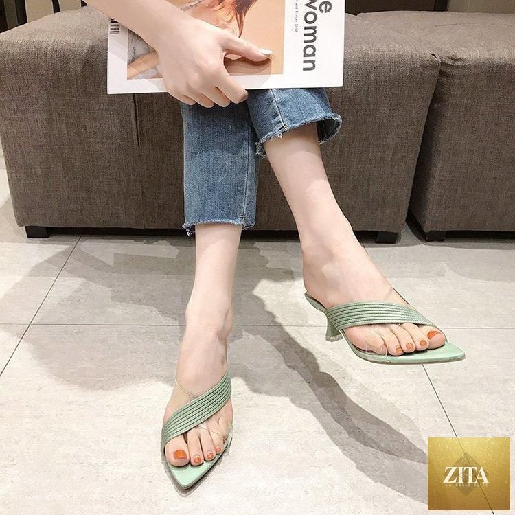 Stevvex Queen Fashion PU sandals for women with transparent pointed toe high heels, ideal for parties and outdoor dress occasions.