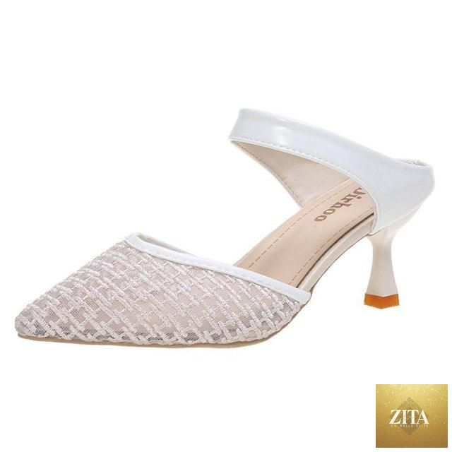 Stevvex Queen Fashion PU sandals for women with transparent pointed toe heels, high heels, and stylish outdoor dress sandals.