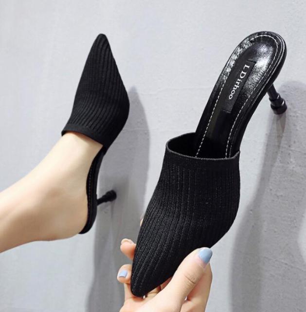 Stevvex Queen Fashion PU sandals for women with transparent pointed toe high heels, perfect for parties and outdoor events.