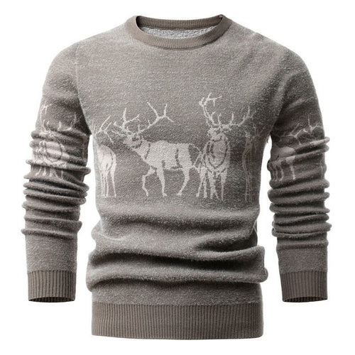 Men's Sweaters 2021 Winter Christmas Sweater Men Deer Printing Casual Blue Charlie