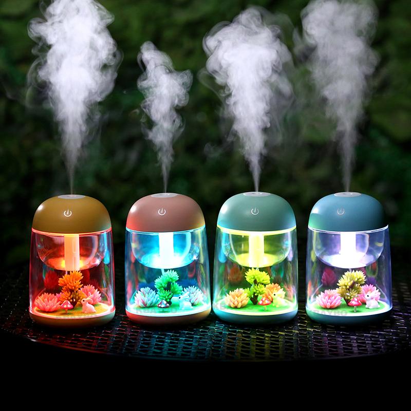 KBAYBO 180ml Mini Ultrasonic Air Aroma Humidifier for home LED Lights Jade
