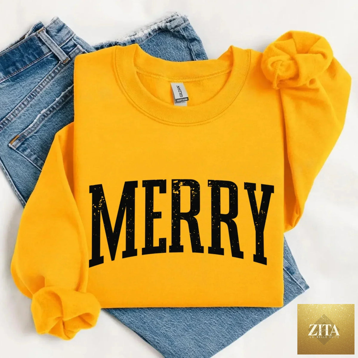 Retro Merry Christmas sweatshirt for women by Adorb Custom Tees, featuring festive holiday design and cozy sweater style.