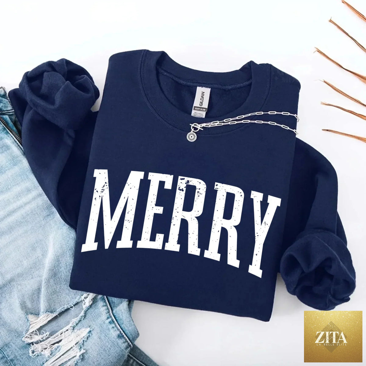 Retro Merry Christmas sweatshirt by Adorb Custom Tees, festive holiday sweater for women with colorful holiday design.