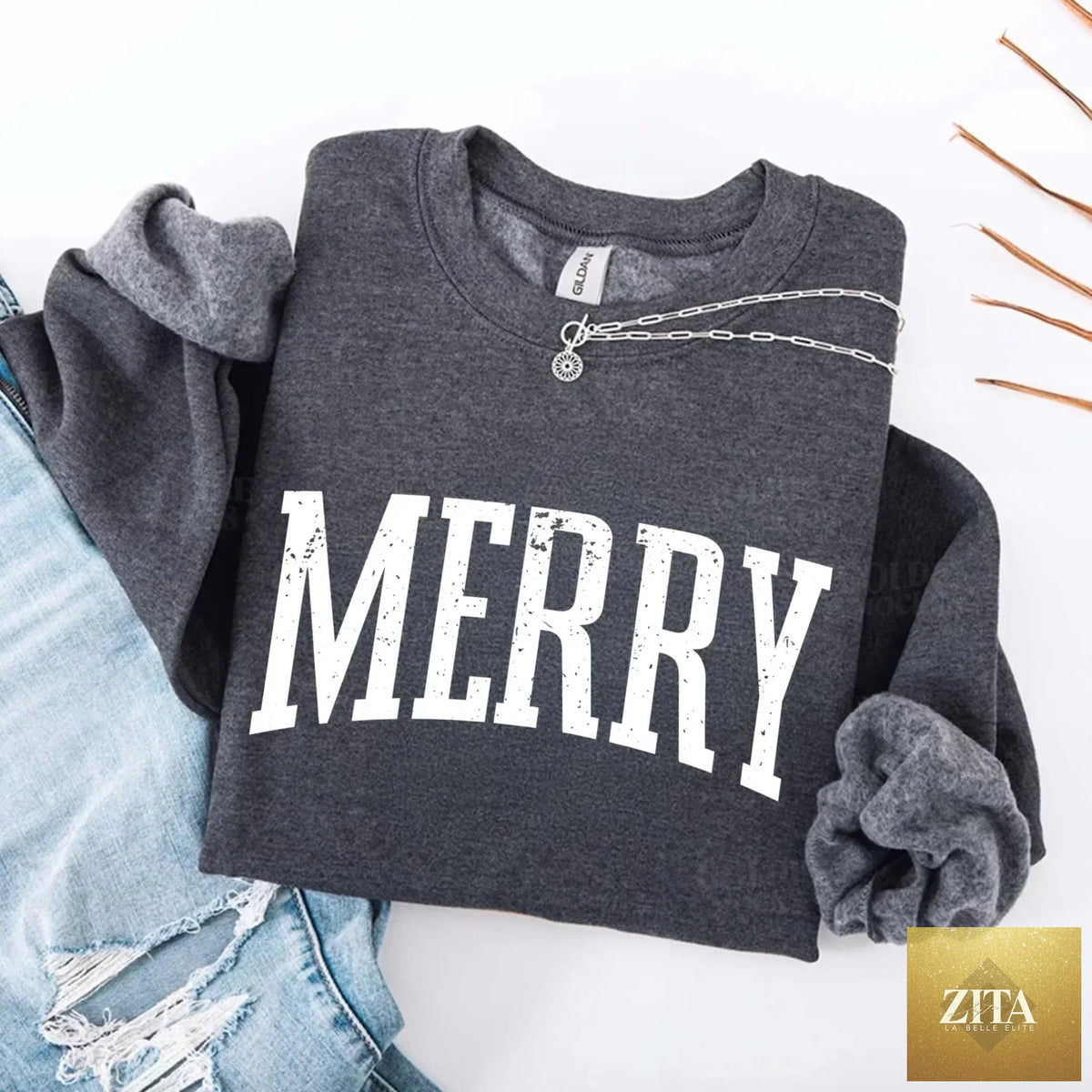 Retro Merry Christmas sweatshirt for women by Adorb Custom Tees, featuring festive holiday design and cozy sweatshirt style.