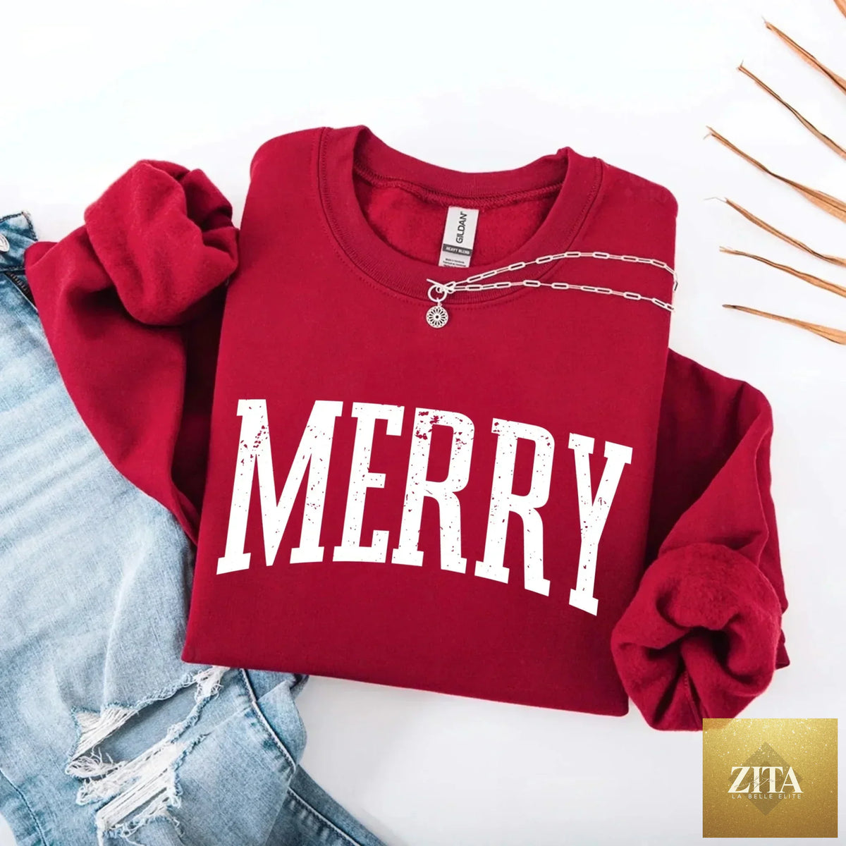 Retro Merry Christmas sweatshirt for women by Adorb Custom Tees featuring festive holiday design and cozy knit fabric.