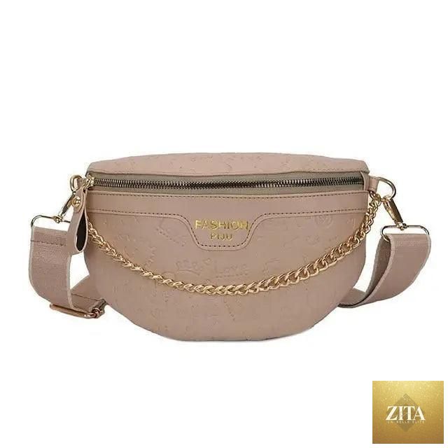 Stevvex retro PU leather waist bag with gold chain strap, stylish fanny pack and multifunctional chest purse for women.