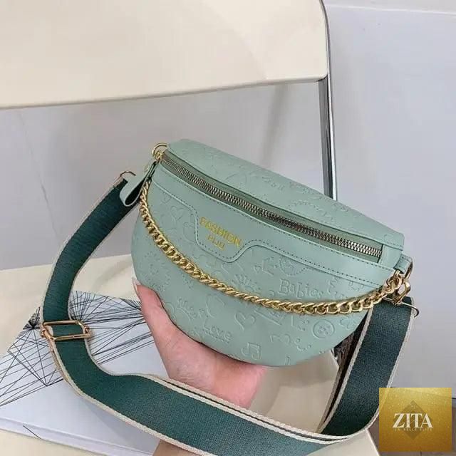 Stevvex retro waist bag made of PU leather with gold chain strap, stylish multifunctional fanny pack for women, belt or chest bag