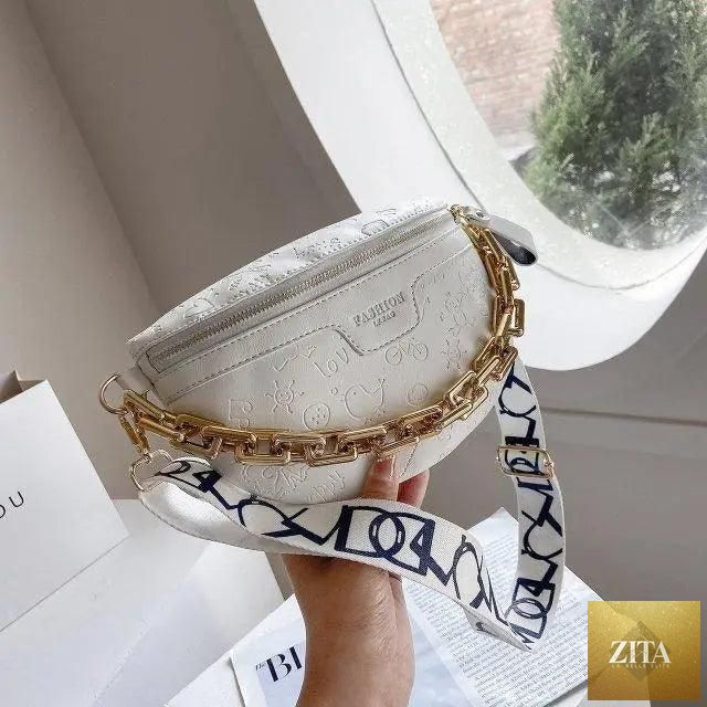 Stylish Stevvex retro waist bag made of PU leather with a gold chain strap, multifunctional chest and belt bag for women.