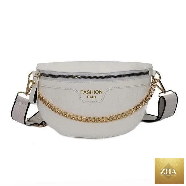Stevvex retro PU leather waist bag with gold chain strap, stylish fanny pack and multifunctional belt purse for women.