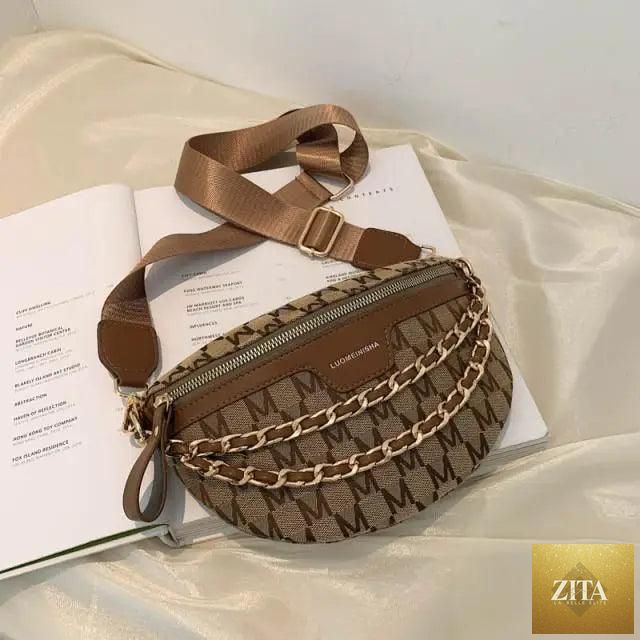 Stevvex retro waist bag made of PU leather with gold chain strap, stylish multifunctional fanny pack for women, versatile belt bag
