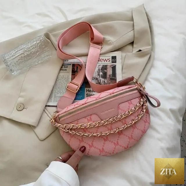 Stevvex retro PU leather waist bag with gold chain strap, stylish fanny pack and multifunctional belt purse for women.