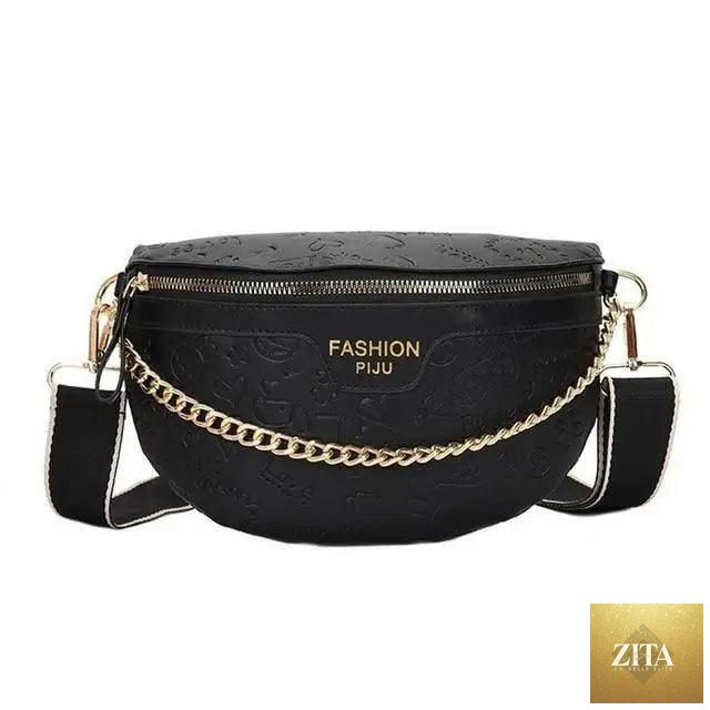 Stevvex retro PU leather waist bag with gold chain strap, stylish multifunctional fanny pack for women, chest and belt bag.
