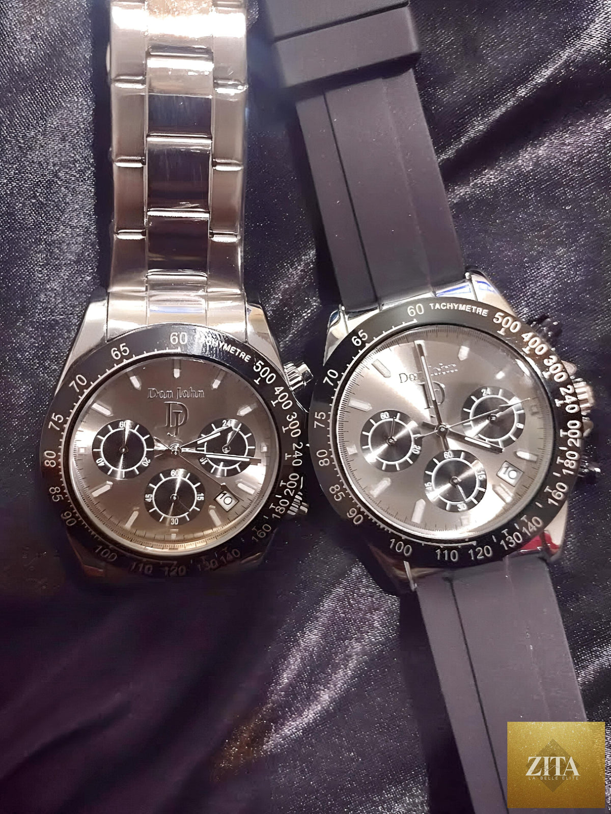 Don John watch by donjohnbyvictoriacharles featuring a sleek black strap and round silver dial with minimalist design.