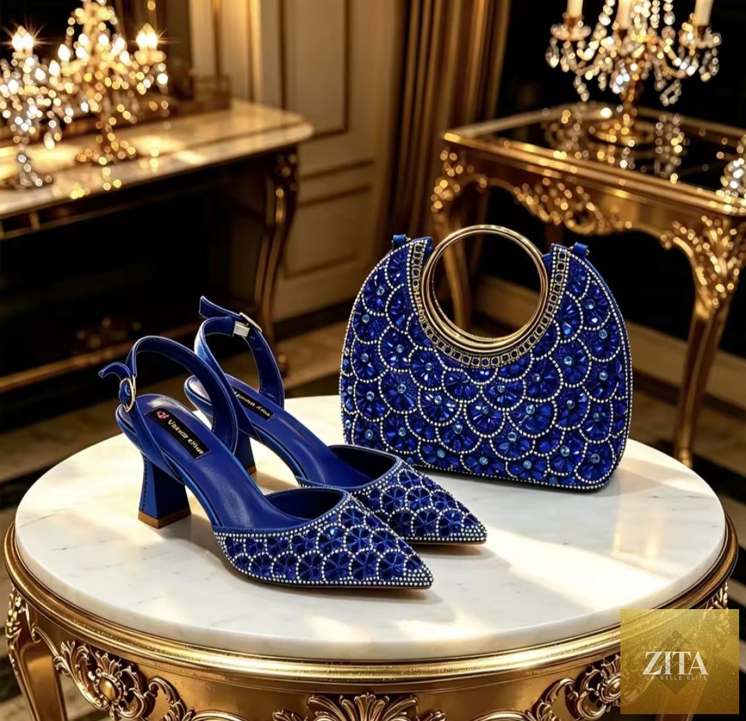 Elegant Italian ladies shoes and matching bag set in luxurious design from EdleessFashion, featuring stylish footwear and accessories.