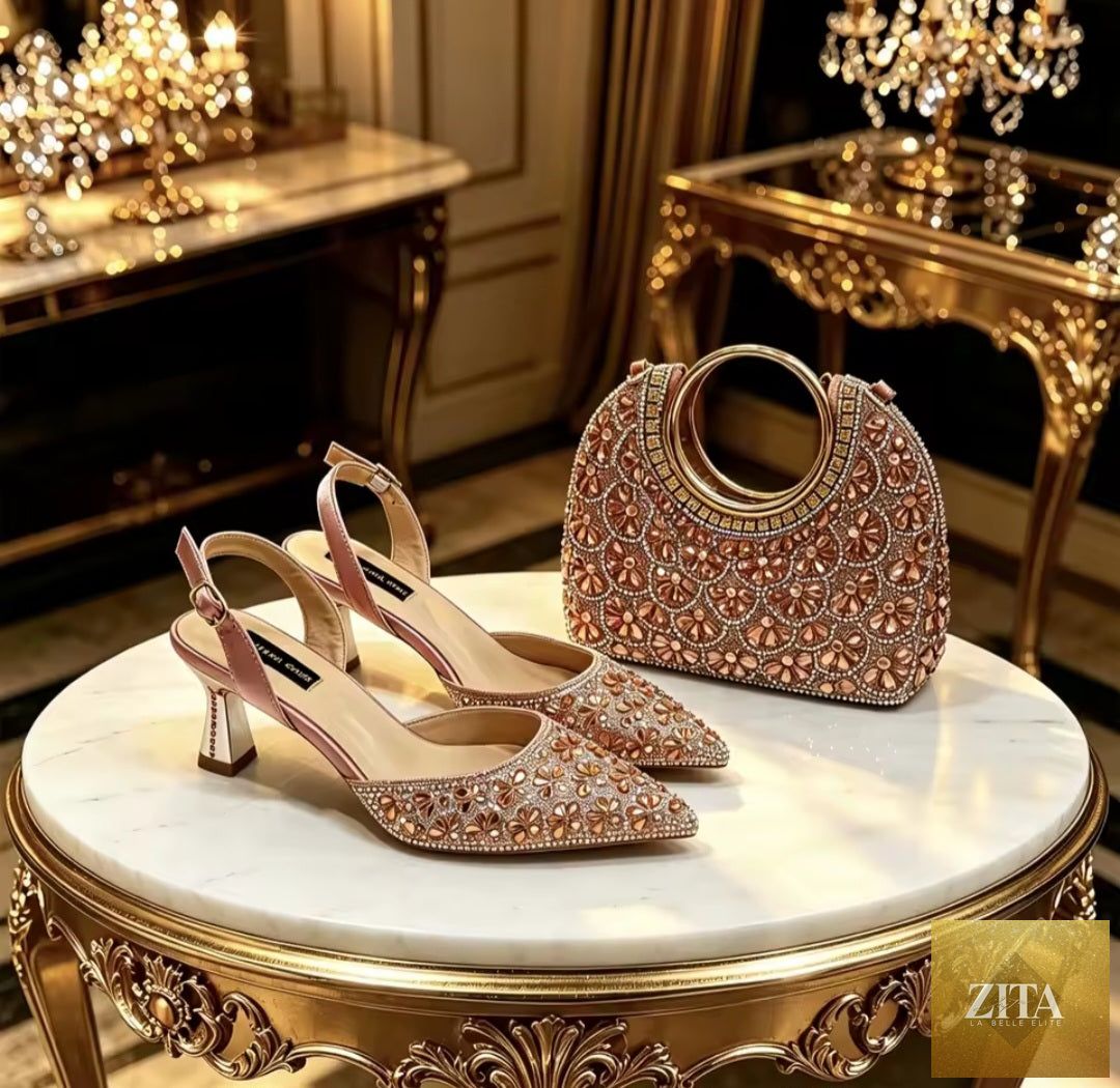 Elegant Italian ladies shoes and matching bag set by EdleessFashion, featuring luxurious design and stylish details.