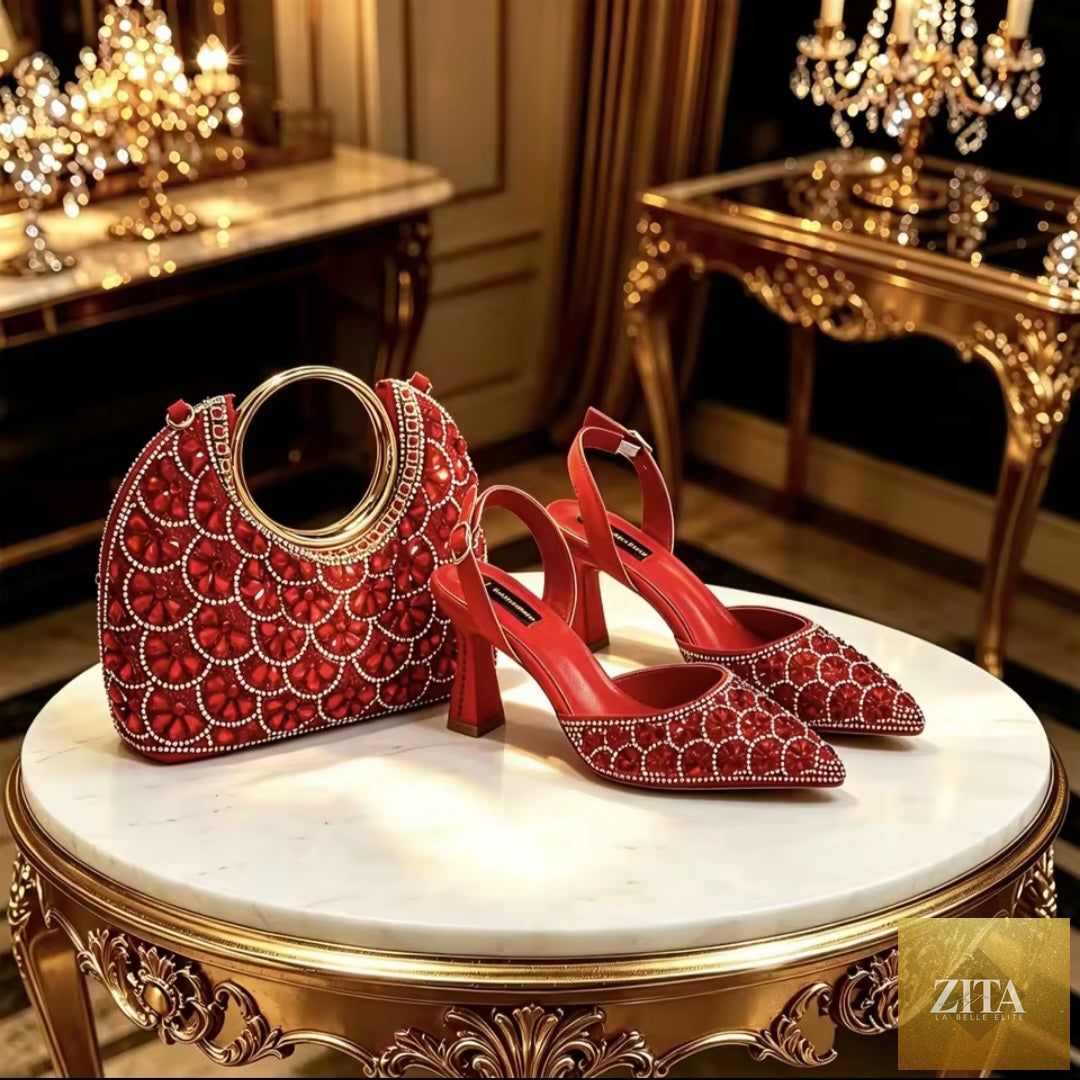 Elegant Italian ladies shoes and matching bag from EdleessFashion, showcasing luxurious design and stylish accessories.
