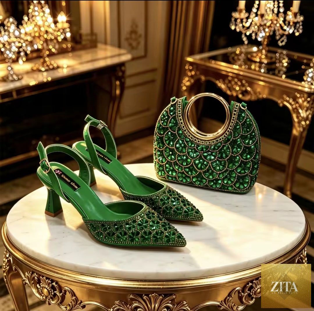 Elegant Italian ladies shoes and matching bag set by EdleessFashion, featuring luxurious design and stylish details.