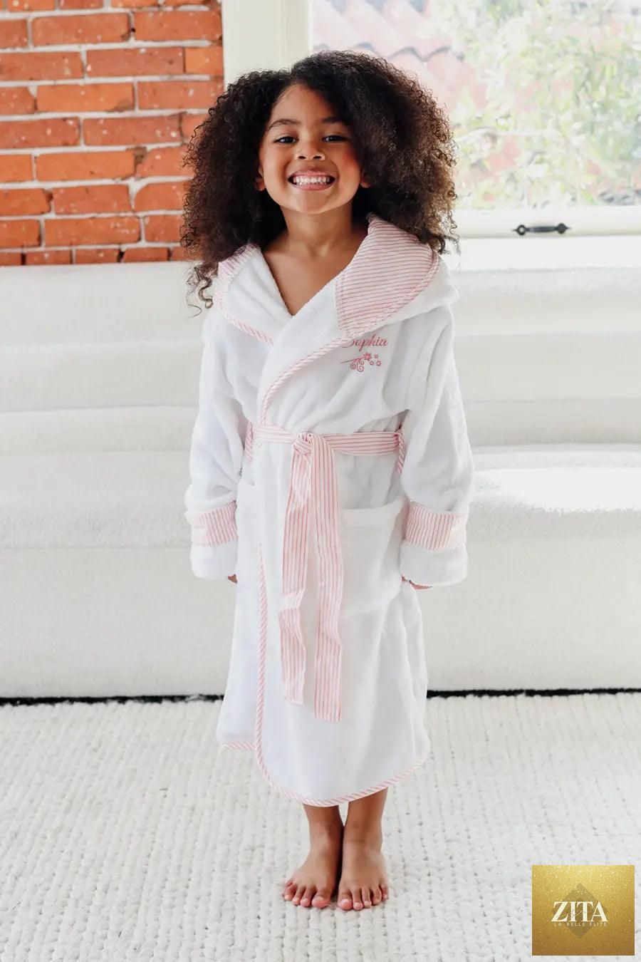 Kids plush robe by Lotus Linen, ultra-soft and cozy for toddlers and kids, featuring a warm, safe, and comfortable design.
