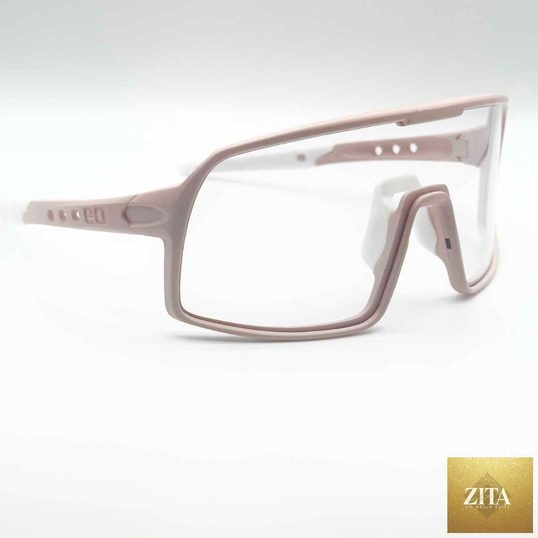 Eastern Outer Mojave sunglasses with photochromic lenses, rose-tinted frame, right angle view showing stylish design