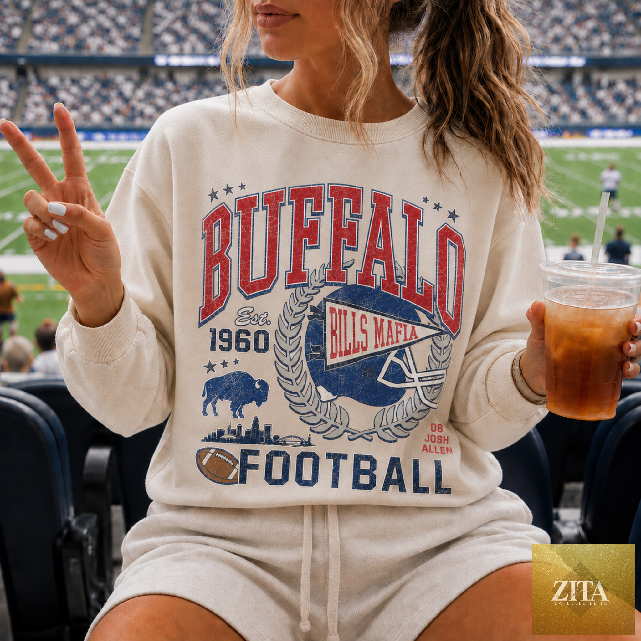 Buffalo Football Sweatshirt | Vintage Red & Blue Game Day Crewneck
