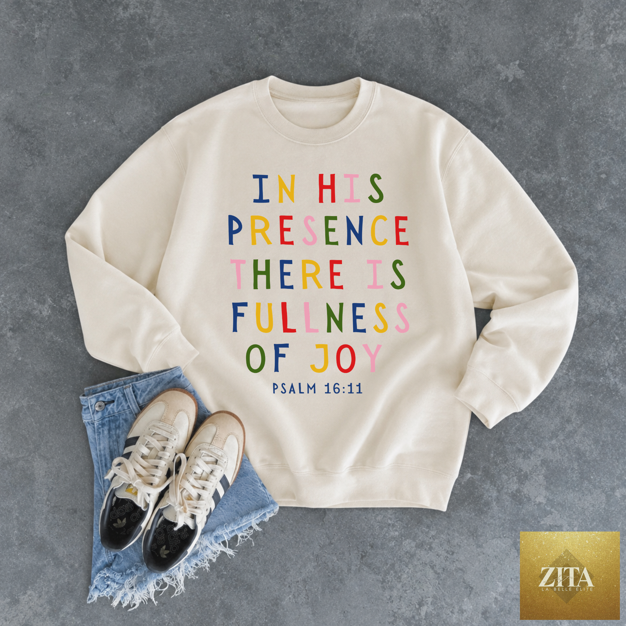 In His Presence There Is Fullness of Joy Christian Crewneck Sweatshirt