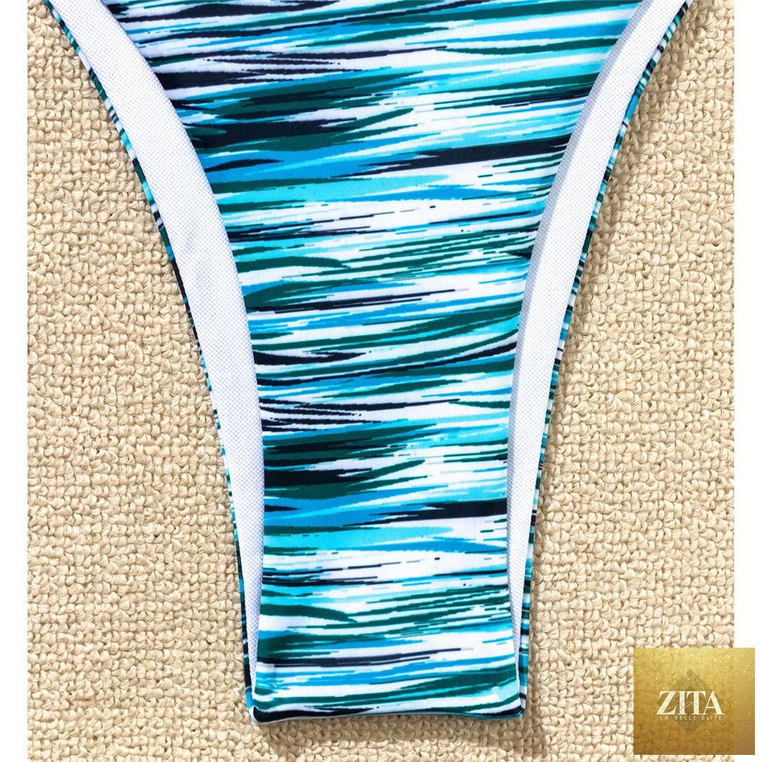 Shiny rhinestone strapless bikini set for women with diamond embellishments, two-piece luxury swimwear for summer beach or pool.